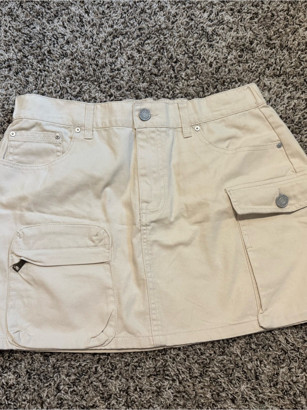 Cream Cargo Mini Skirt